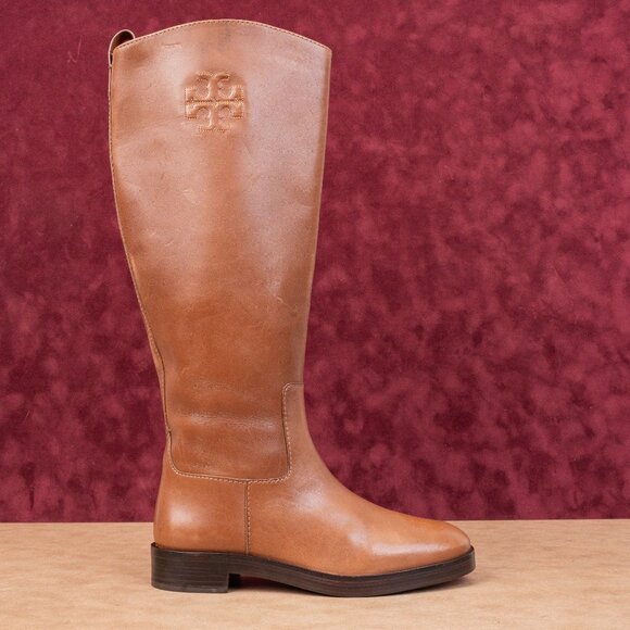 Tory Burch Women The Riding Brown Leather Wide Calf Luxe Fashion Knee Boots 6.5 - Picture 4 of 9